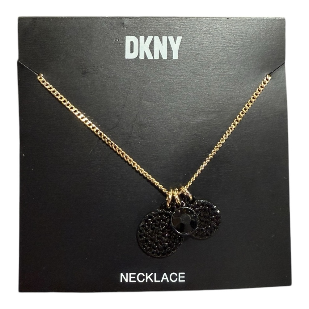 Dkny Gold-Tone Shaky Crystal & Pave Disc Multi-Charm Pendant Necklace 16” NWT